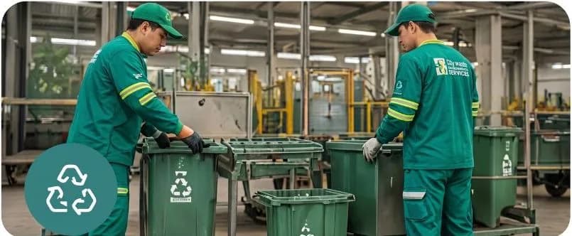 Proses pemilahan material di fasilitas pengelolaan